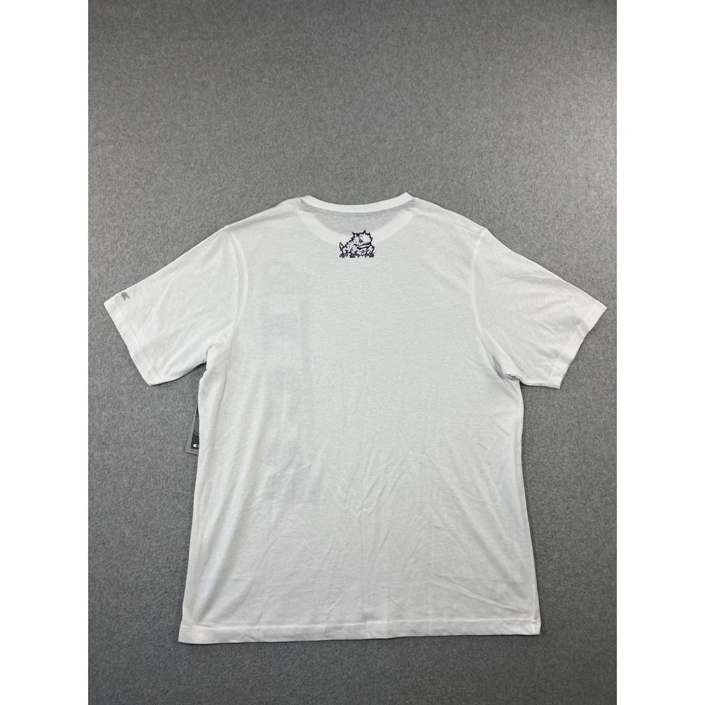 TCU Horned Frogs Shirt Mens L White Purple Short Sleeve Colosseum Relaxed Fit